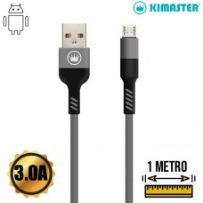 Cabo USB Micro USB V8 Premium Ultra Resistente 3.0A 1m Kimaster - CB715 Chumbo